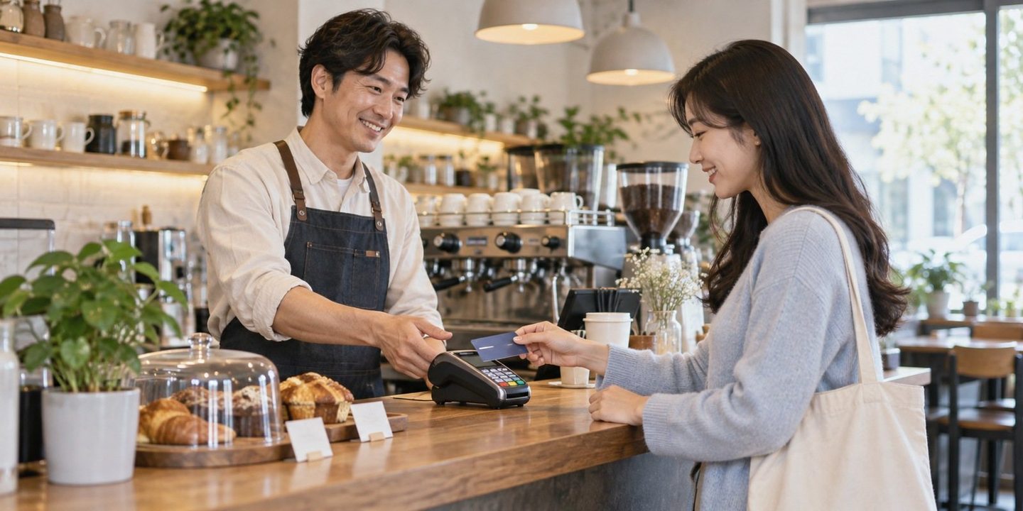 매장 카운터에서 결제 기기를 함께 확인하는 두 사람 — PG결제 연동 정기결제정기결제, 몰의 장치부터 살펴봅니다. 연락 주시면 구독 상품에 맞는 길을 같이 찾아 드려요.