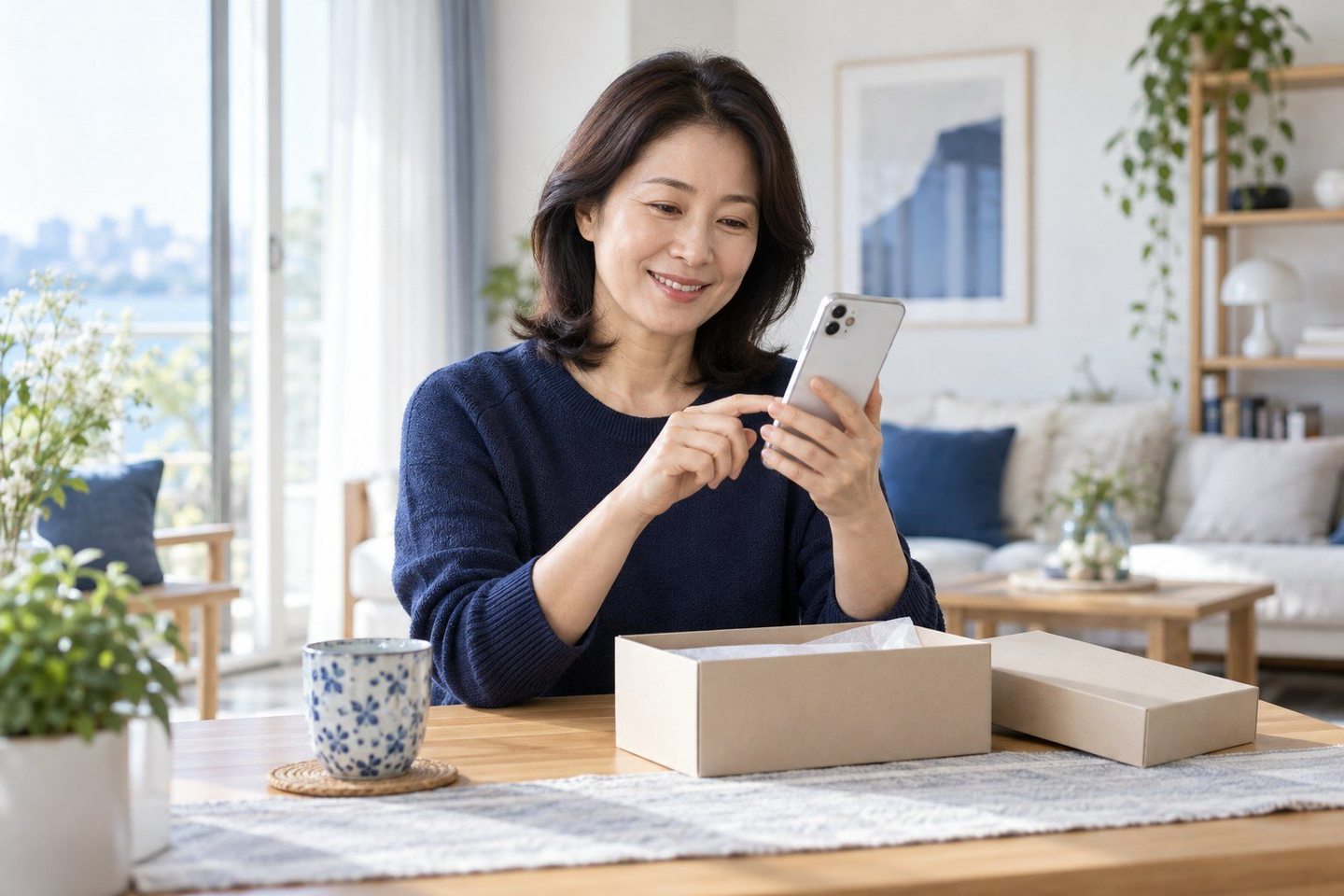 노트북 앞에서 업무 내용을 안내하는 여성 — PG결제 연동 정산정산, 매출이 들어오는 날을 정하는 일. 연락 주시면 장사 흐름에 맞는 간격을 같이 골라 드려요.